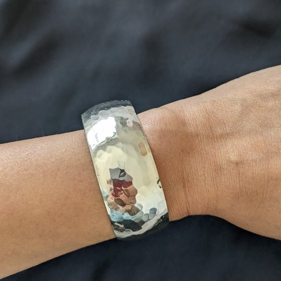 Hammered Sterling Silver Cuff Bracelet - Picture 4 of 6